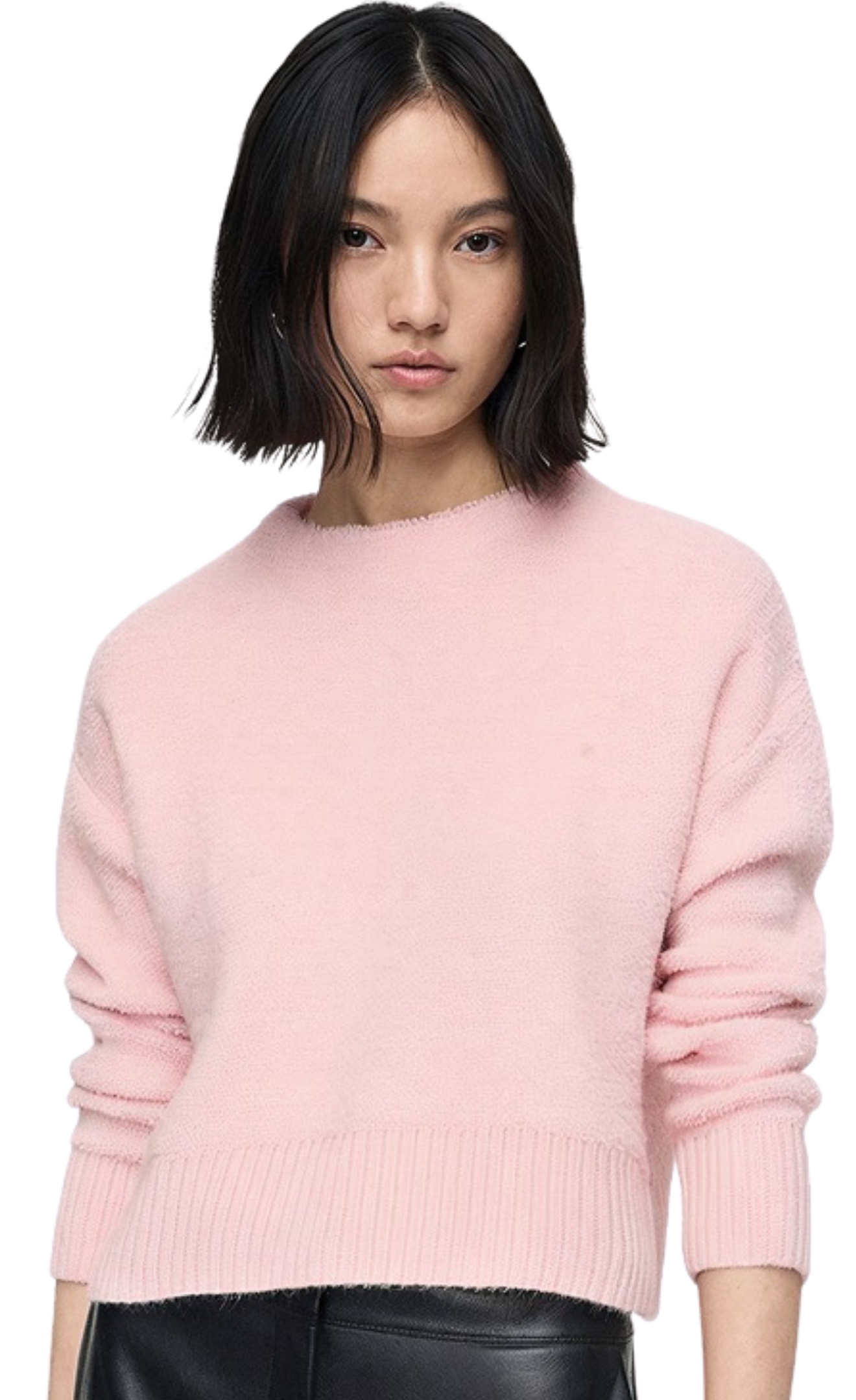 AI generated model wearing a pink sweater